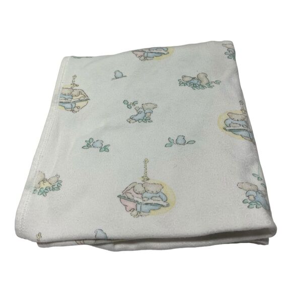 Carter's Classics Cotton Baby Blanket Bears Squirrels Reading Birds Made In USA - Picture 1 of 6